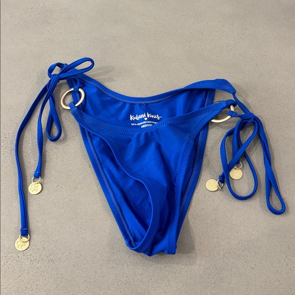 Ring Cheeky Tie Bikini Bottom - Blue Lagoon-M,L - Picture 6 of 7